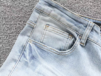 Calça AMIRI Star Patch Light Blue Denim