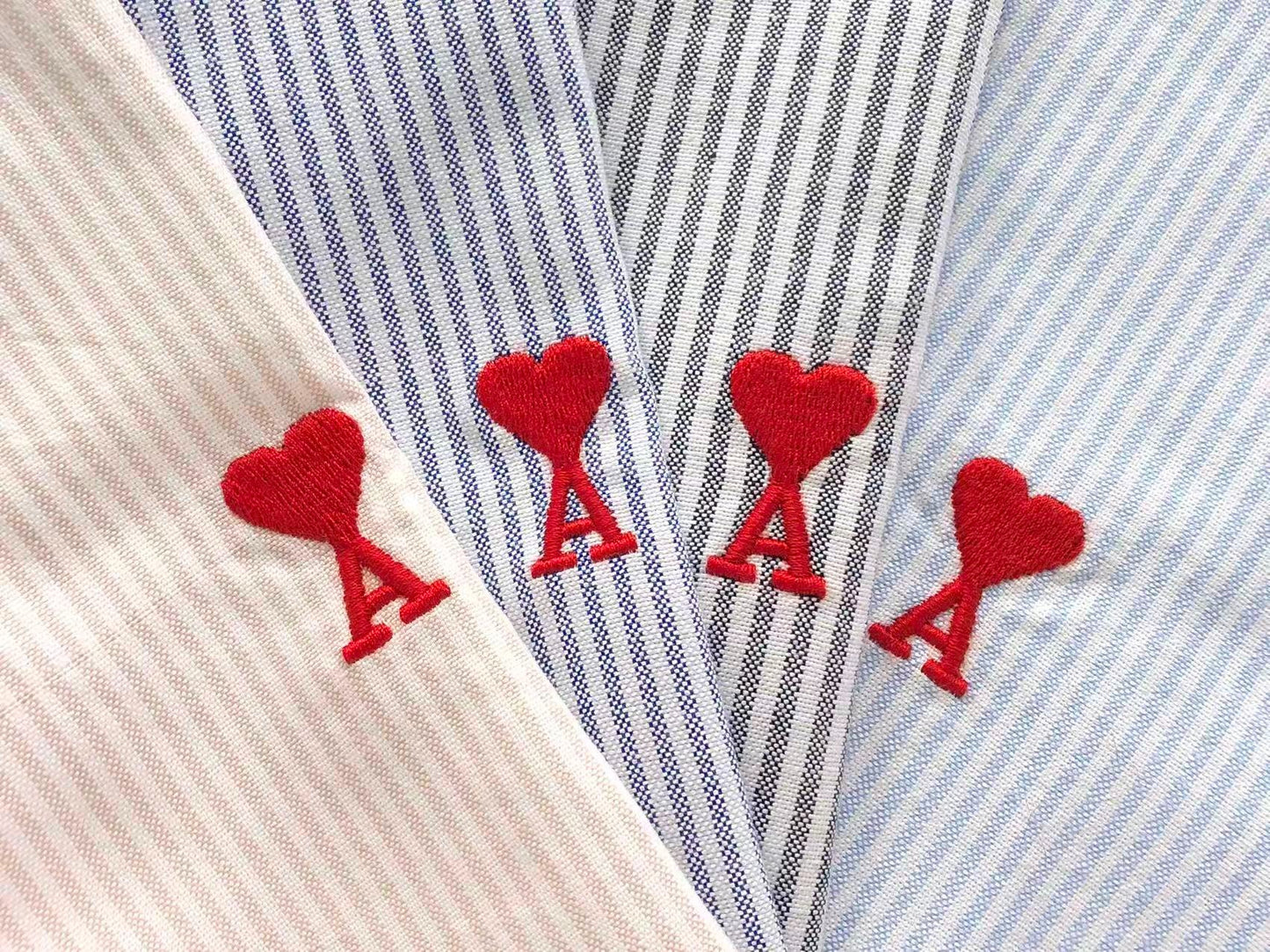 Camisa AMI Paris Striped Mini Heart Premium