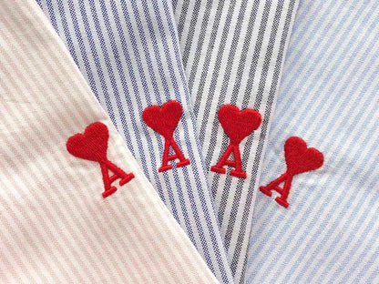 Camisa AMI Paris Striped Mini Heart Premium