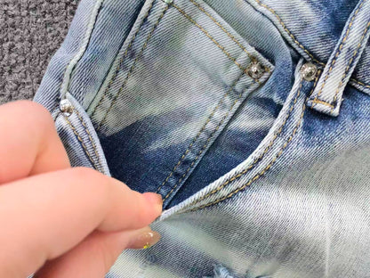 Calça AMIRI Ice Blue Patch Denim