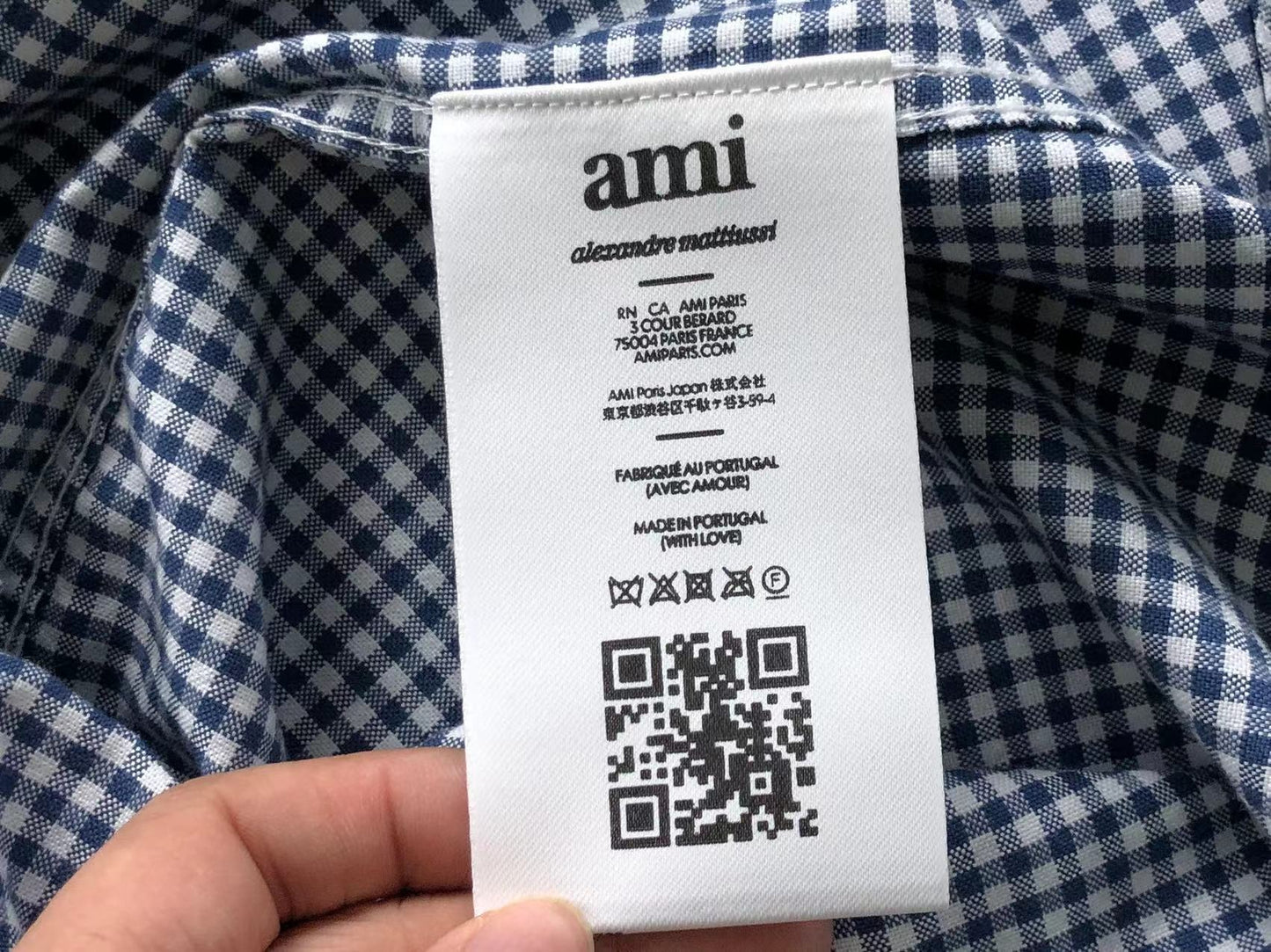 Camisa Social AMI Paris Vichy Heart Logo