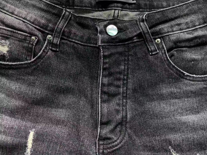 Bermuda Jeans AMIRI Black Distressed Red Logo