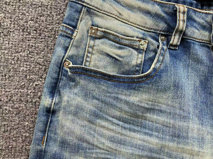 Calça AMIRI TR Ice Blue Distressed Denim