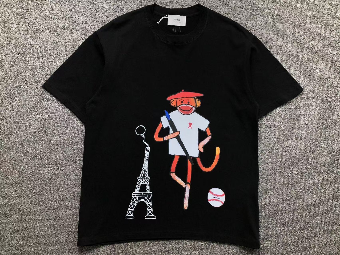 Camiseta AMI Paris Monkey Graphic Tee