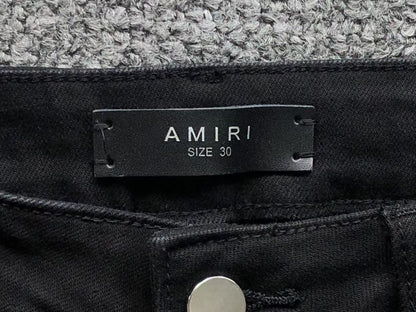 Calça AMIRI Logo Destroyed Black Denim