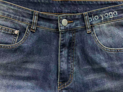 Calça ALO jeans reta azul estonado