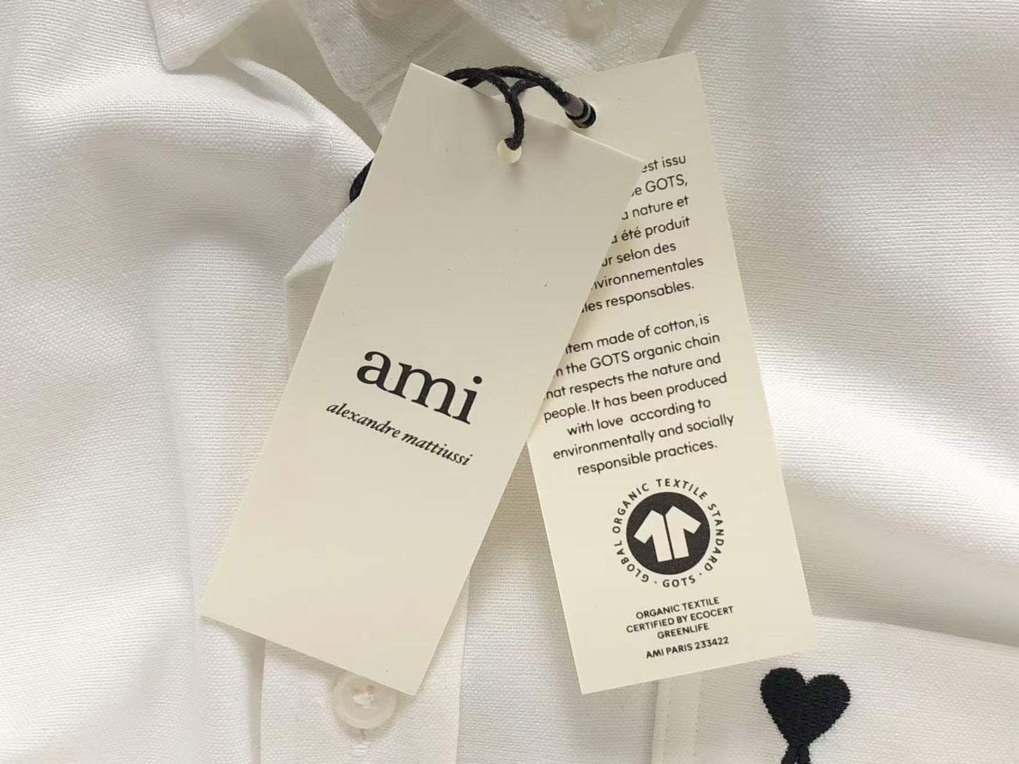 Camisa AMI Paris Signature Heart Oxford Minimal