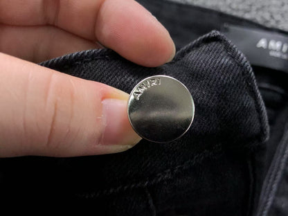 Calça AMIRI Tonal Logo Distress Denim