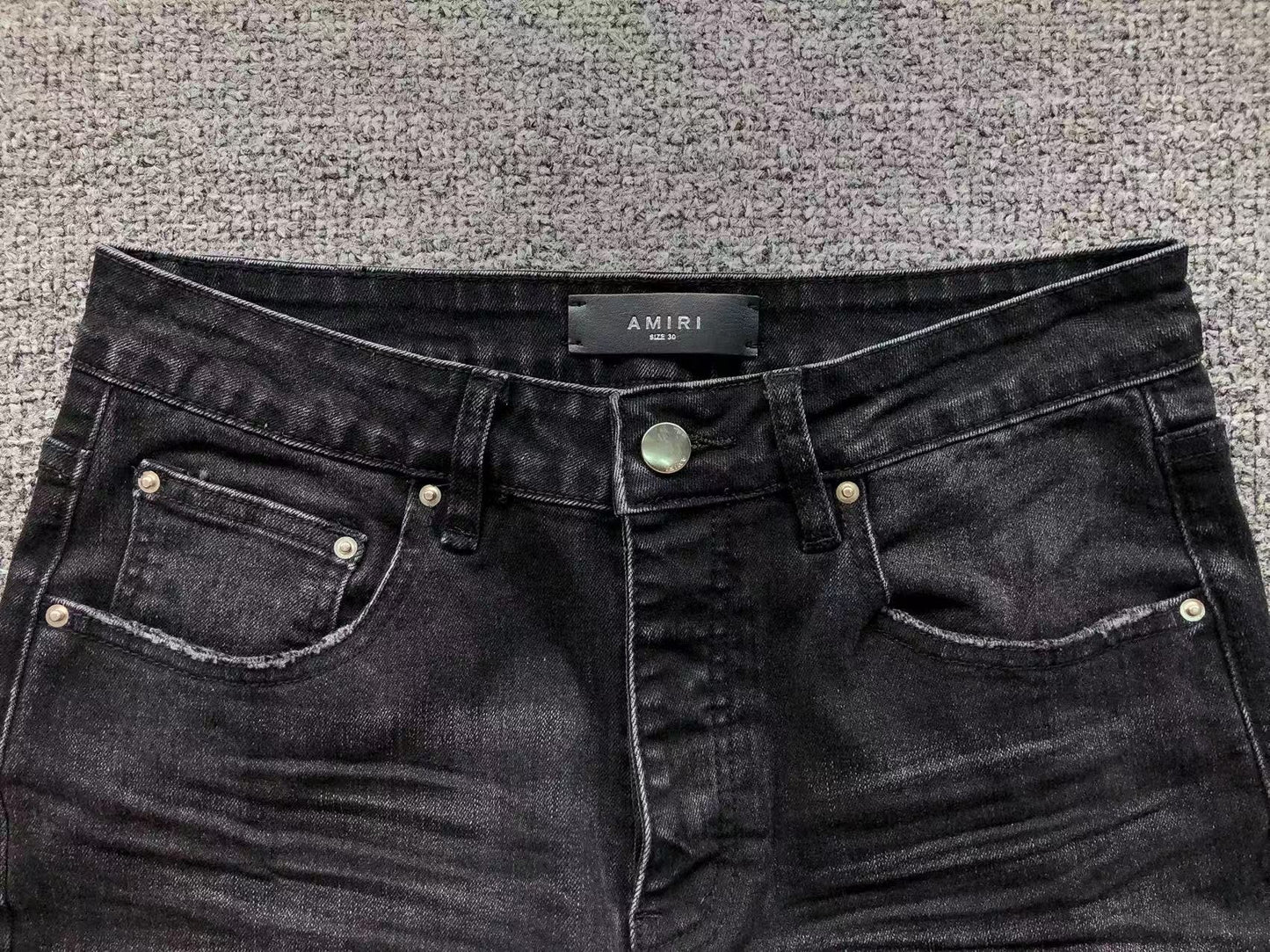 Calça AMIRI Gold Logo Black Denim