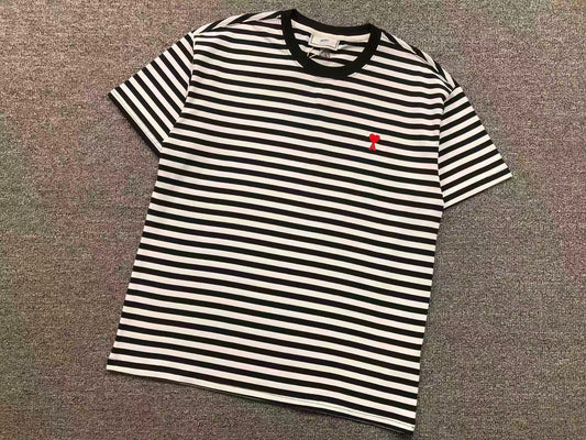 Camiseta AMI Paris Classic Heart Striped Tee