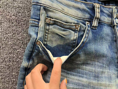 Calça AMIRI TR Ice Blue Distressed Denim
