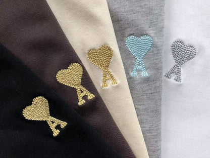 Camiseta AMI Paris Mini Heart Logo Contrast Tee