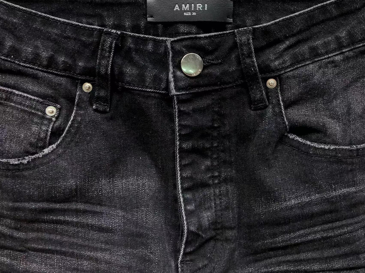 Calça AMIRI Gold Logo Black Denim