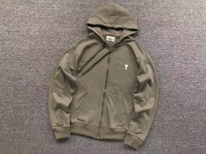 Moletom AMI Paris Hoodie com Zíper