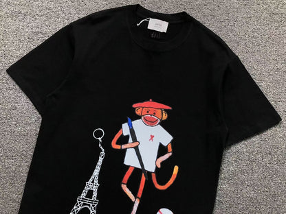 Camiseta AMI Paris Monkey Graphic Tee