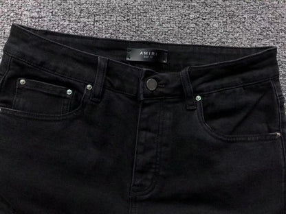 Calça AMIRI Bullet Hole Patch Black Denim