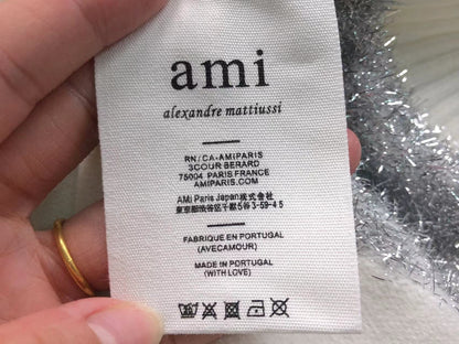 Suéter Gola Alta AMI Paris Listrado Glitter Offwhite