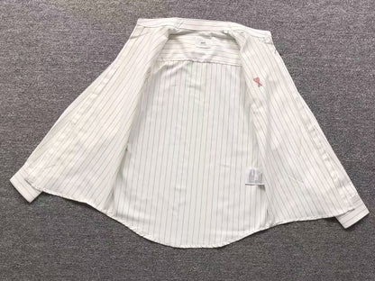 Camisa AMI Paris Striped Heart Manga Longa