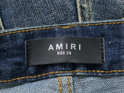 Calça AMIRI Vintage Blue Ribbed Destroyed Denim