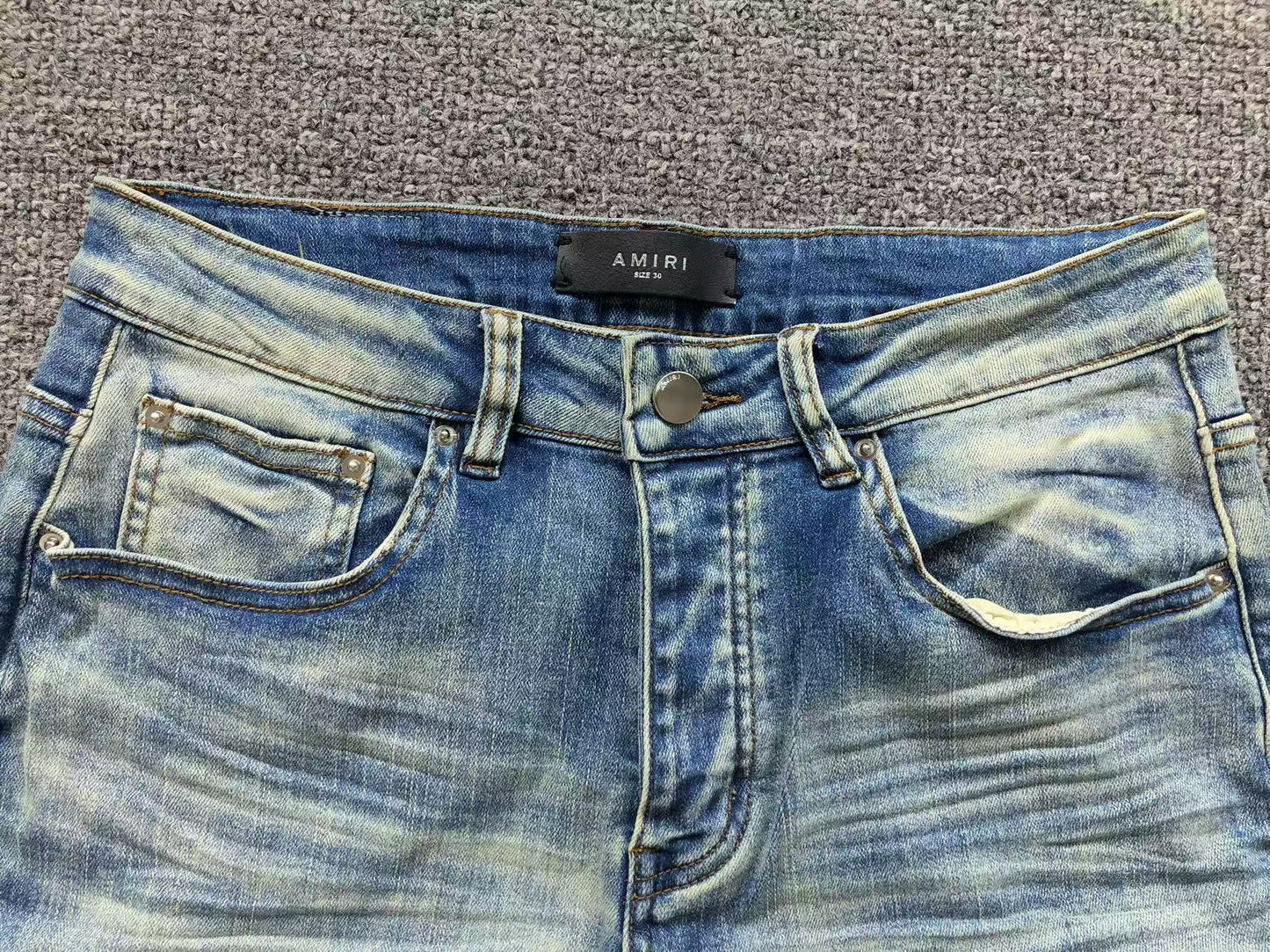 Calça AMIRI TR Ice Blue Distressed Denim