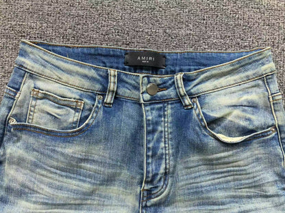 Calça AMIRI TR Ice Blue Distressed Denim