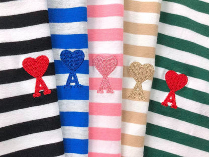 Camiseta AMI Paris Classic Heart Striped Tee